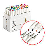 Набір двосторонніх маркерів Rich New для малювання і скетчинга на спиртовій основі 60 штук, фото 2