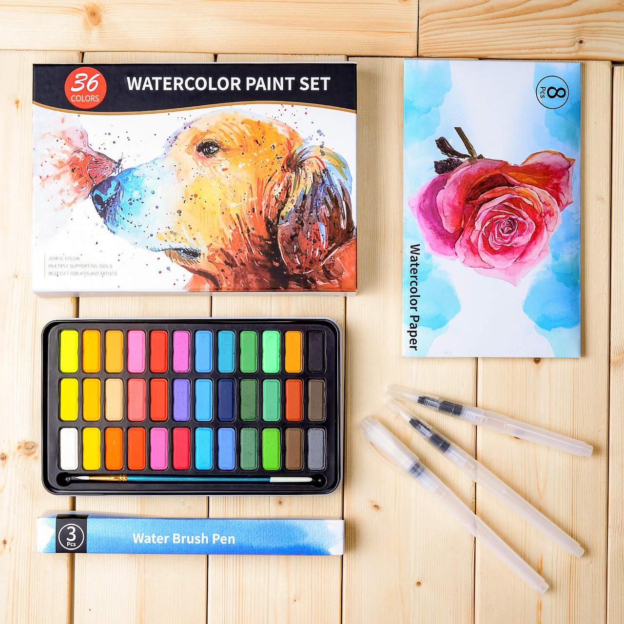 Подарунковий набір акварельних фарб для малювання Professional Paint Set 36 кольорів в металевому пеналі
