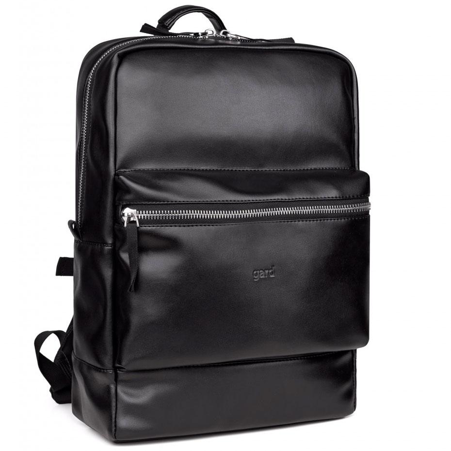 Кожаный мужской рюкзак городской EXPERT черный из экокожи с отделением для ноутбука