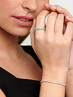 Жіночий срібний браслет з кубічним цирконієм покритий родієм