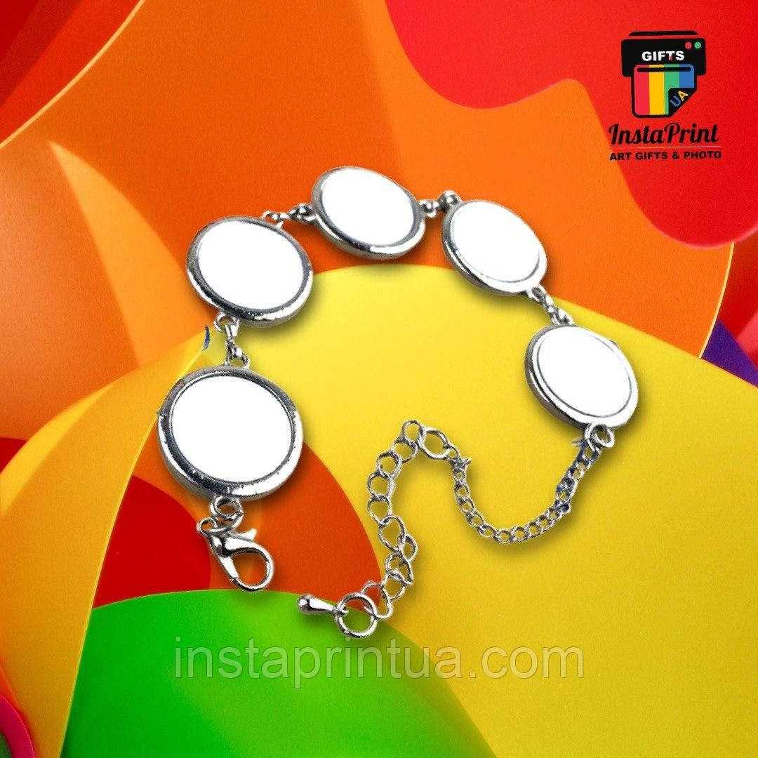 Браслет металевий на 5 фото + друк , Браслет з фото, фото 1