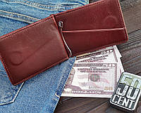 Зажим для купюр коричневый, мужской кошелек с визитницей на застежке-магните, зажим из эко-кожи