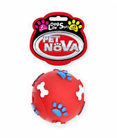 Игрушка для собак Мяч с гравировкой Pet Nova 6 см красный