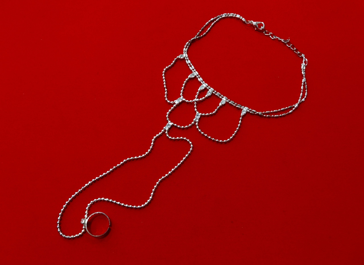 Браслет на ногу колір нікель, фото 1