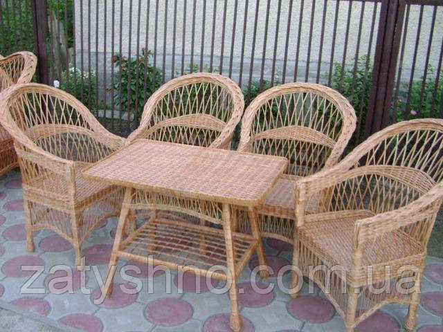 Набор плетеной мебели из лозы | комплект мебели с низкой спинкой | 4 кресла и стол плетеный из лозы - фото 3 - id-p17768007
