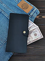 Черный мужской кошелек из натуральной кожи с монетницей, винтажное мужское портмоне для денег и документов
