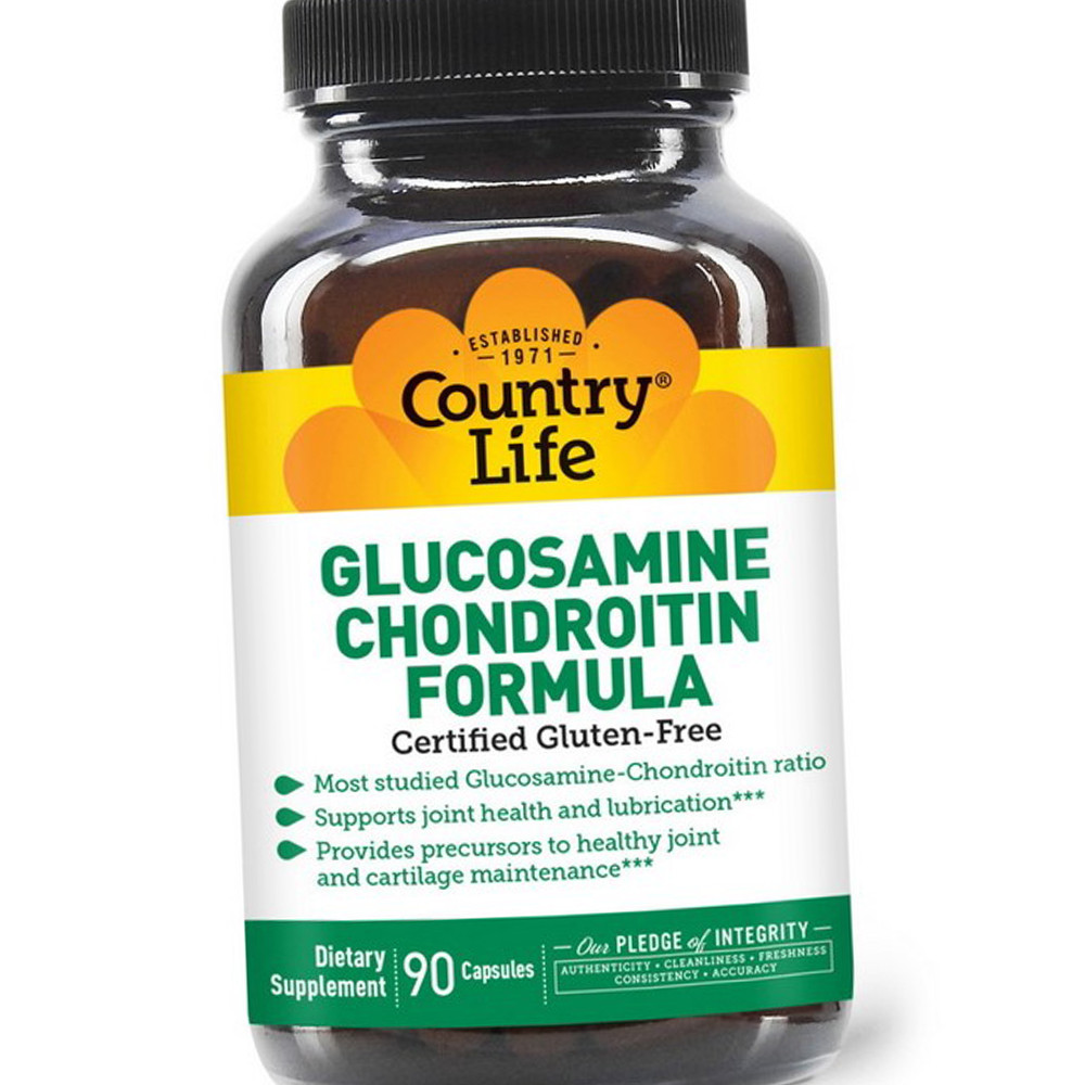 Глюкозамін Хондроітин МСМ Country Life Glucosamine Chondroitin Formula 90 caps Для суглобів і зв'язок, фото 1