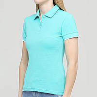 Жіноча футболка поло Лазурний з манжетами 100% бавовна MELGO 48р