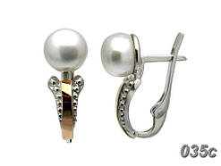 Срібні сережки Таємний світ із золотими вставками та натуральними річковими перлами DARIY 035с