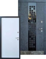 Входная дверь Форт-М Трио Сити бетон антрацит/белый уличная