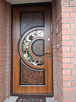 Входная металлическая дверь SK Адамант NEW, со стеклопакетом и ковкой, уличная, комплектация Ультра