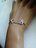 Срібний іменний браслет Галіна Galina з Фіанітами DARIY 951, фото 4