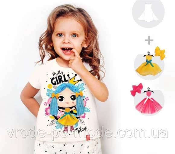 Футболка дитяча зі знімними платтями та бантиками "Little Bonny", для дівчинки