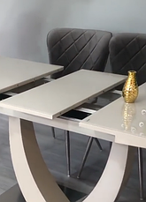 Стіл обідній розкладний в сучасному стилі Concord 120 beige gloss (Конкорд) T-904 Evrodim, фото 4