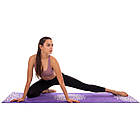 Коврик для йоги фітнеса та пілатеса йога-мат каремат Замшевий (Yoga mat) 3мм - фіолетовий з квітковим принтом, фото 5