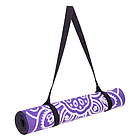 Коврик для йоги фітнеса та пілатеса йога-мат каремат Замшевий (Yoga mat) 3мм - фіолетовий з квітковим принтом, фото 6