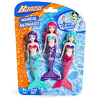 Водная игрушка 3 русалки Mermaid Fun Stuff Banzai Набор куколок русалочек для игр в ванной, бассейне