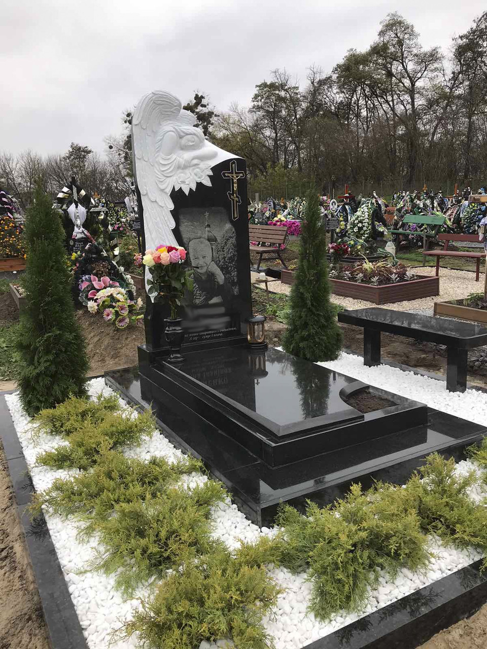 Пам'ятник з граніту габро "Ангел Вічності" 1400*2000, фото 1