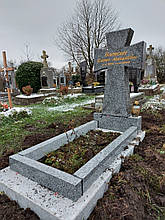 Козацький хрест із сірого граніту на могилу 1200*600