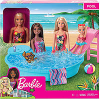 Набор Barbie Blonde Pool Playset with Slide Кукла Барби Развлечения у бассейна Mattel GHL91