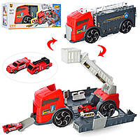 Іграшка машинка трейлер пожежна машина з набором пожежної техніки, розмір 35 см P904-A