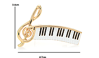 Брошь брошка кулон подвеска 2 в 1 металл подарок музыканту скрипичный ключ ноты цвет-золотистый
