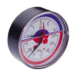 KP термо-манометр аксіальний (заднє підключення) 802А-4bar D=80мм 1/2"