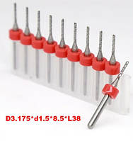 Кукурудза фреза D3.175*d1.5*8.5*L38 твердосплавна фреза 1.5 мм для ЧПК для стандартного розкрою