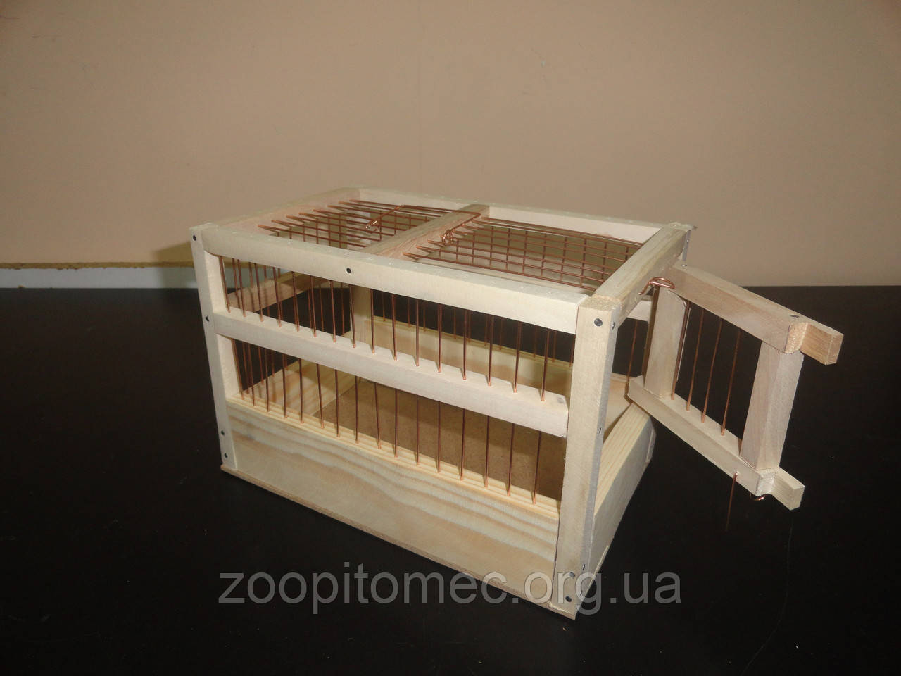 Клітка-переноска для птахів, гризунів дерево 23x14x15,5 см.0,5 см (відстань між прутами)