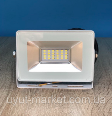 Світлодіодний прожектор 20 Вт 1360 Лм 6500 K IP65, у білому корпусі LMP33-20, фото 1