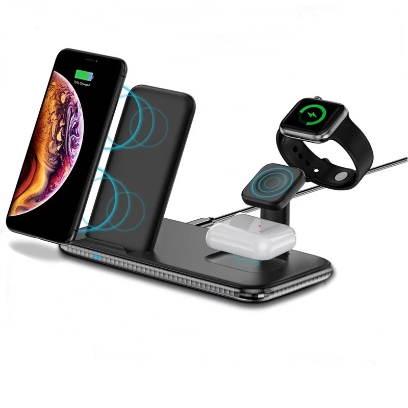 Бездротова зарядка QI док-станція Smart Pro Wireless Charger 2 4в1 для iPhone/Android/Apple Watch/AirPods