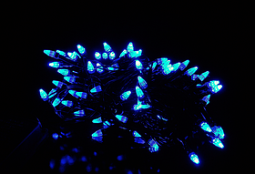 Світлодіодна гірлянда новорічна "Конус", 200 LED, 13м, синя, (чорний дріт)