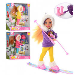 Лялька Defa Лижниця 8310 Зимовий відпочинок  13,5 см набір лижі шолом чоботи Дефа дитяча іграшка для дівчаток