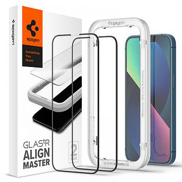 Захисне скло Spigen для iPhone 13 Pro Max/ 14 Plus - Glas.tR AlignMaster (2 шт.), Black (AGL03377)
