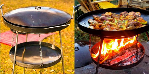 Сковорода з підставкою Садж, підставки для сковороди з диска БОРОНИ.