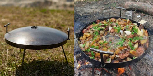 Сковорода, кришки, чохли, коробка, гравірування на кришці і коробці.