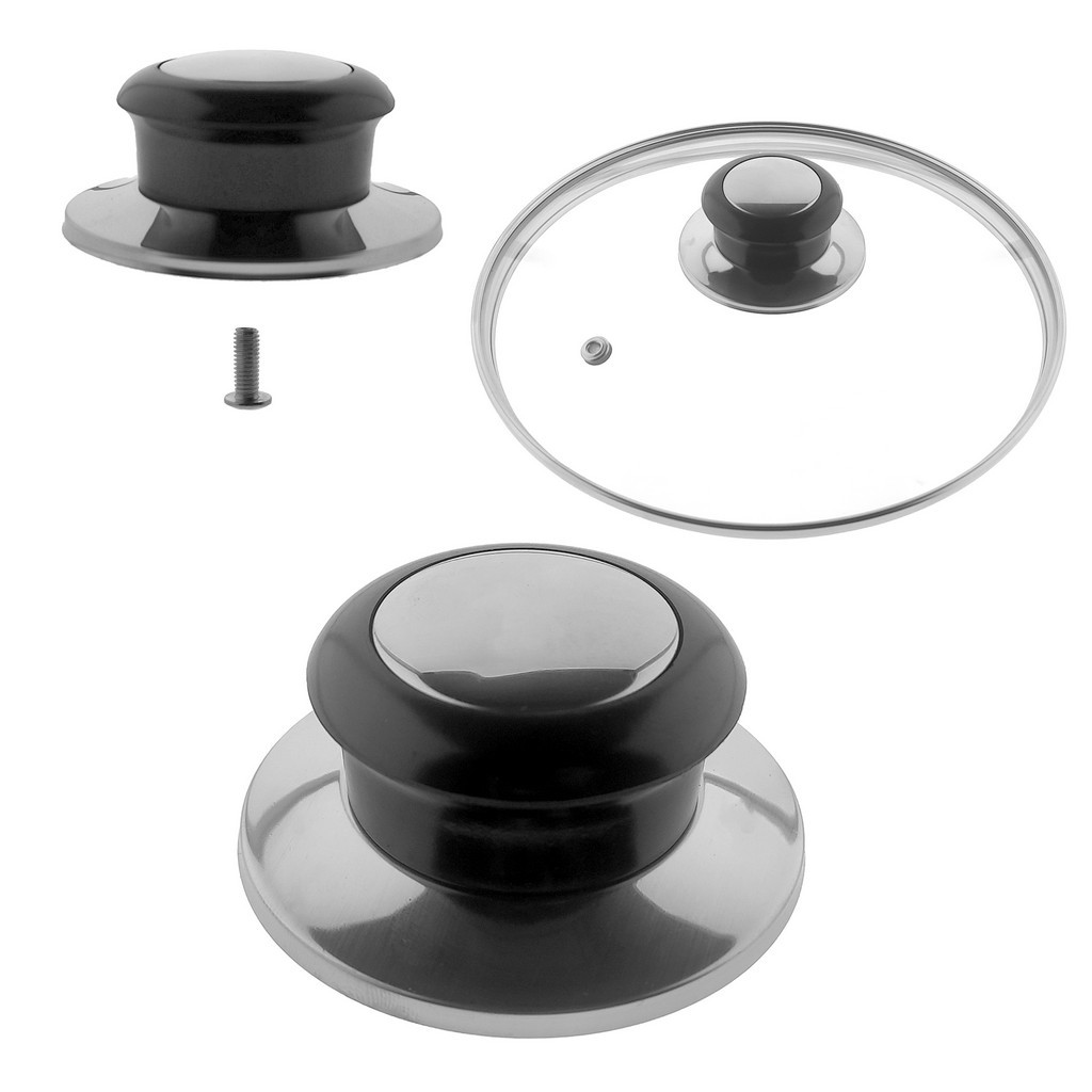 Ручка для скляної кришки з нержавіючої сталі + пластик D6,5см висота 3см