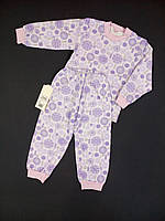 Піжама дитяча з байки (футболка з довгим рукавом + штани) Gabbi Орнамент 104см бузкова 1402