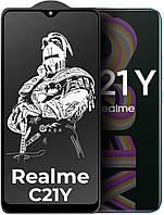 Защитное стекло King Fire Realme C21Y (Full Glue) Black (Реалми С21У)