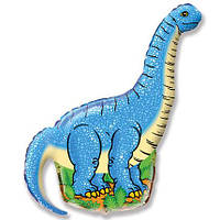Фольгированный шар фигура динозавр синий Диплодок Flexmetal 60*110 см 34'