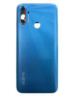 Задняя крышка Realme C3 (3 камеры) синяя Frozen Blue оригинал + стекло камеры