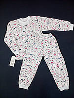 Пижама детская из байки (футболка с длинным рукавом + штаны) Gabbi  Lovely 122см белая  10916