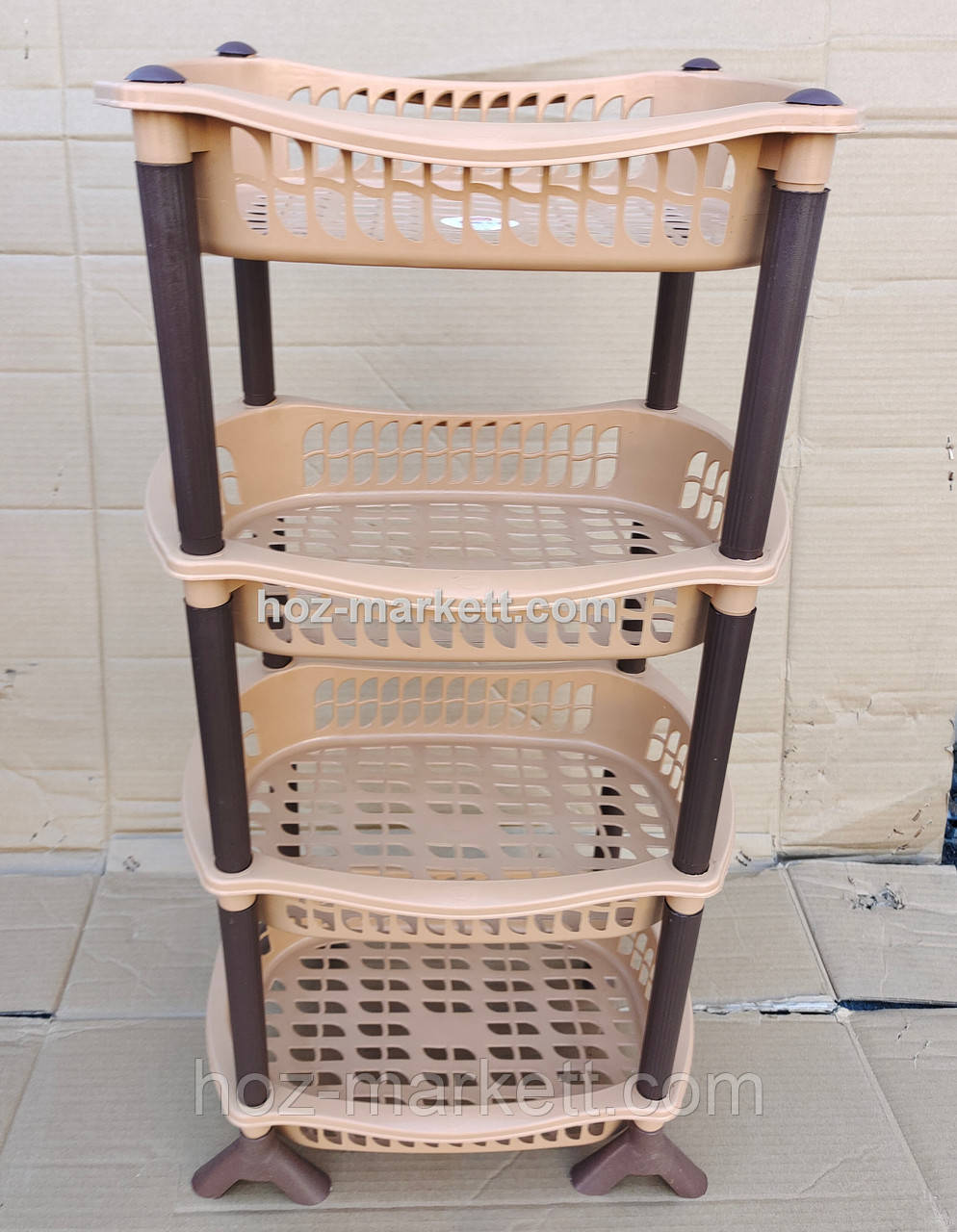 Полиця етажерка пластикова для ванни та кухні бежева, фото 1