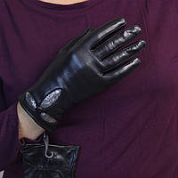 Женские сенсорные кожаные перчатки с шерстяной подкладкой