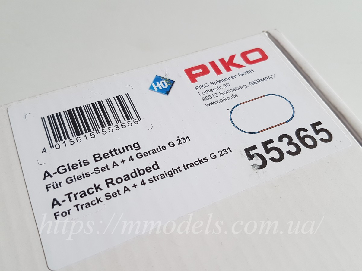 PIKO A-track 55365 Набір підкладок для рейок для розширення рейкового шляху A +4 прямі, масштабу 1:87, H0