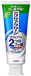 Kao Clear Clean Double Plus Відбілююча зубна паста з мікрогранулами та фтором, м'ятний смак, двоколірна, 130 г