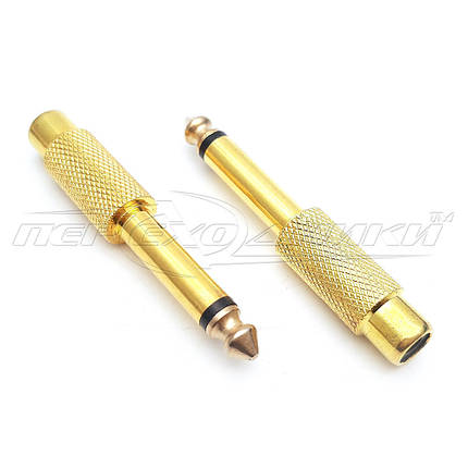 Перехідник штекер 6.3 моно — гніздо RCA ( метал Gold ), фото 1