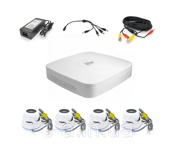 Комплект відеоспостереження Indor 005-4-1MP Dahua+MERLION, фото 1