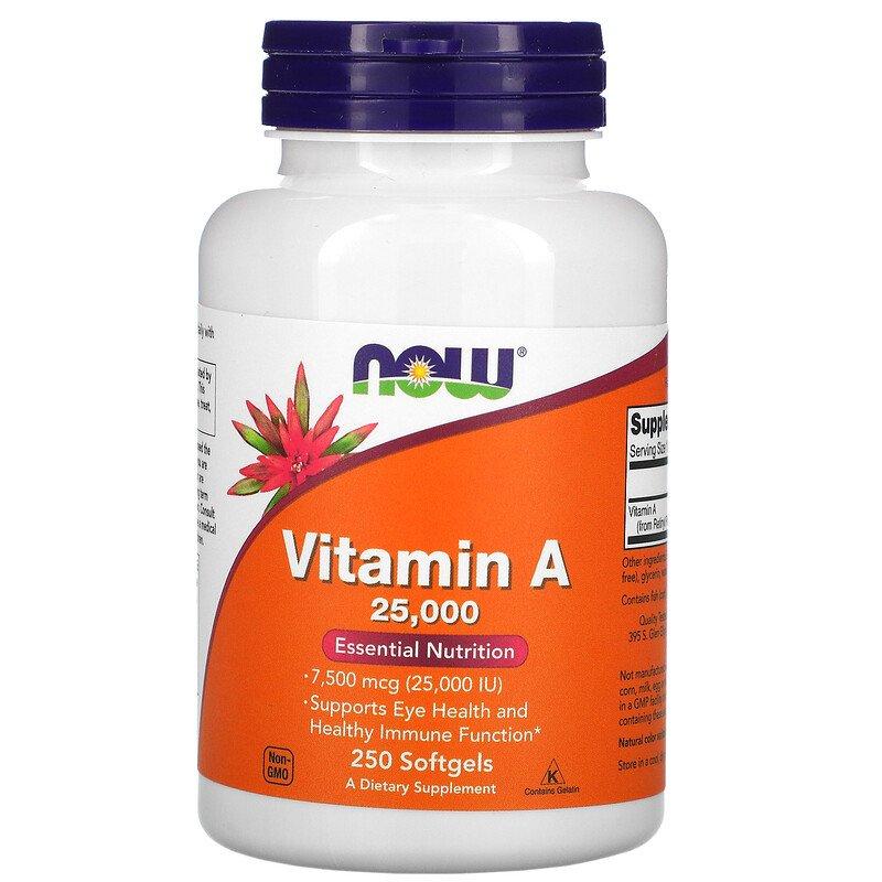 Vitamin A 25,000 IU Now Foods 250 капсул, фото 1