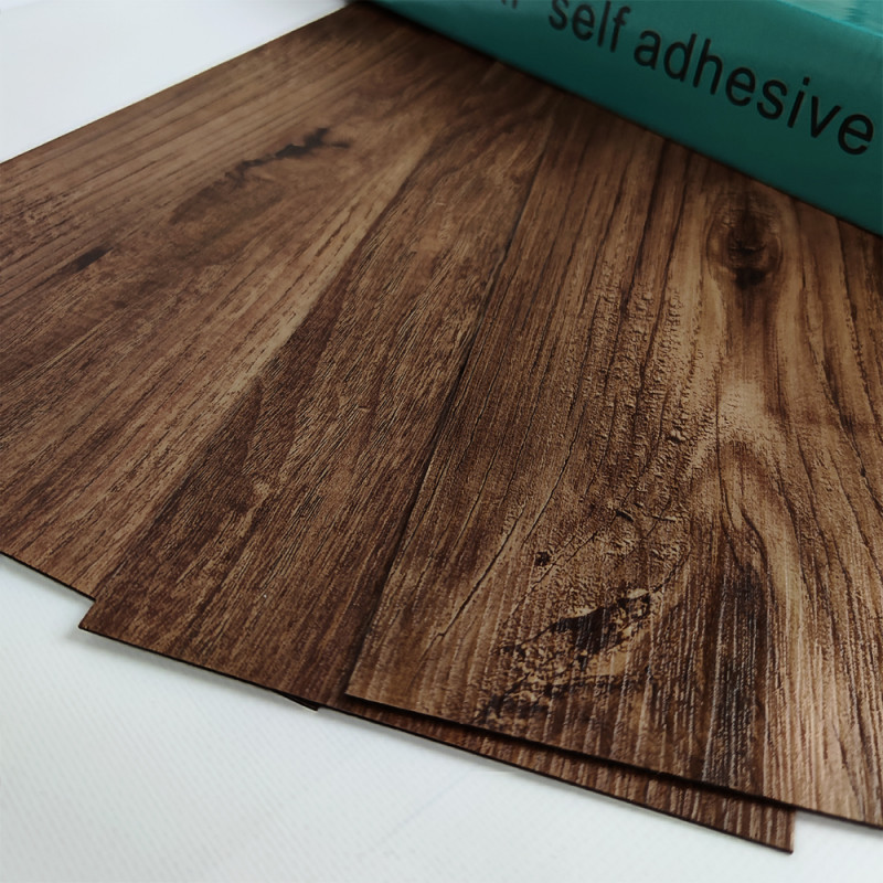 Самоклеюча вінілова плитка, доступна вінілова плитка, самоклейка на кухню на стіну каштан, ціна за 1 шт. (СВП-002) Матова, фото 1